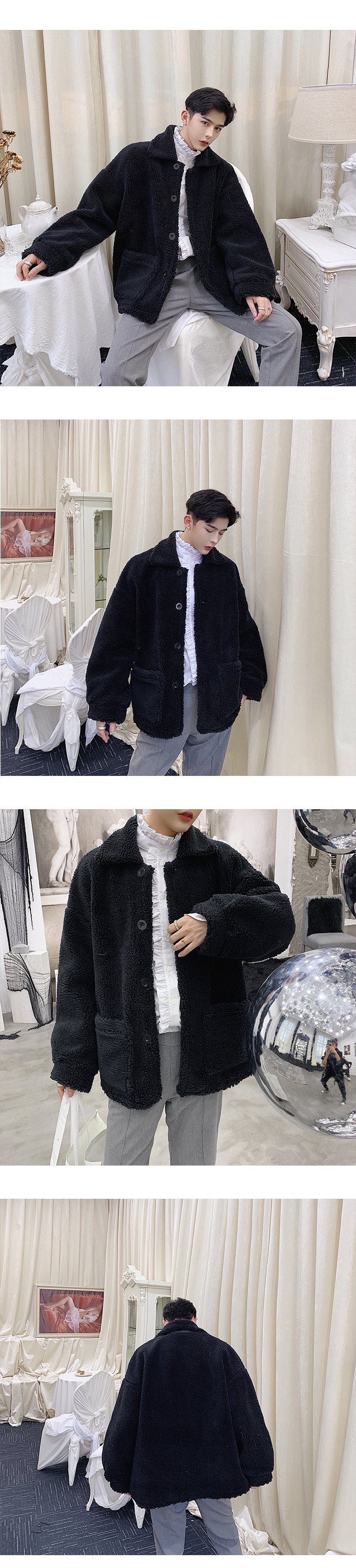 Winter Woollen Coat for Men and Women with Thickened Icelandic Velvet