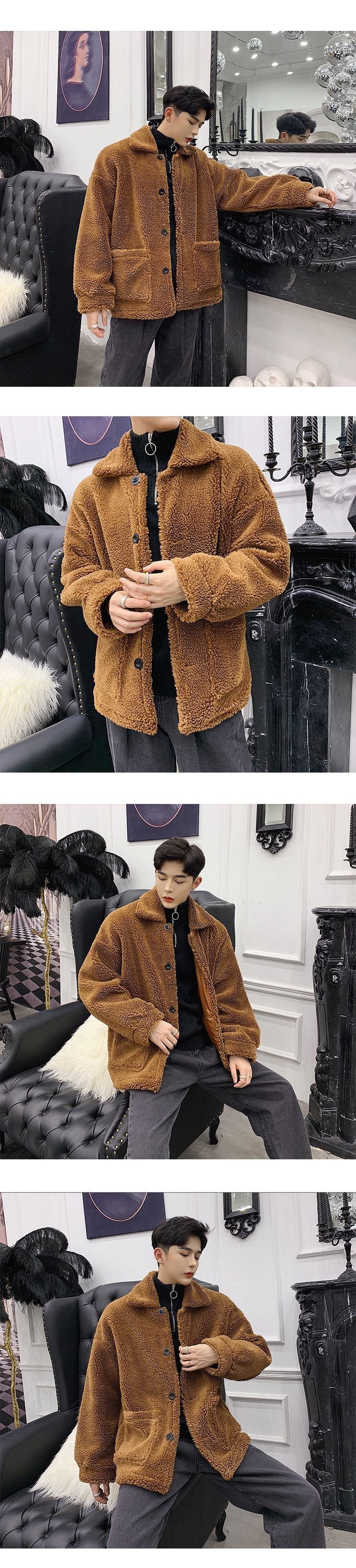 Winter Woollen Coat for Men and Women with Thickened Icelandic Velvet