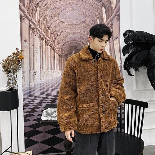 Winter Woollen Coat for Men and Women with Thickened Icelandic Velvet