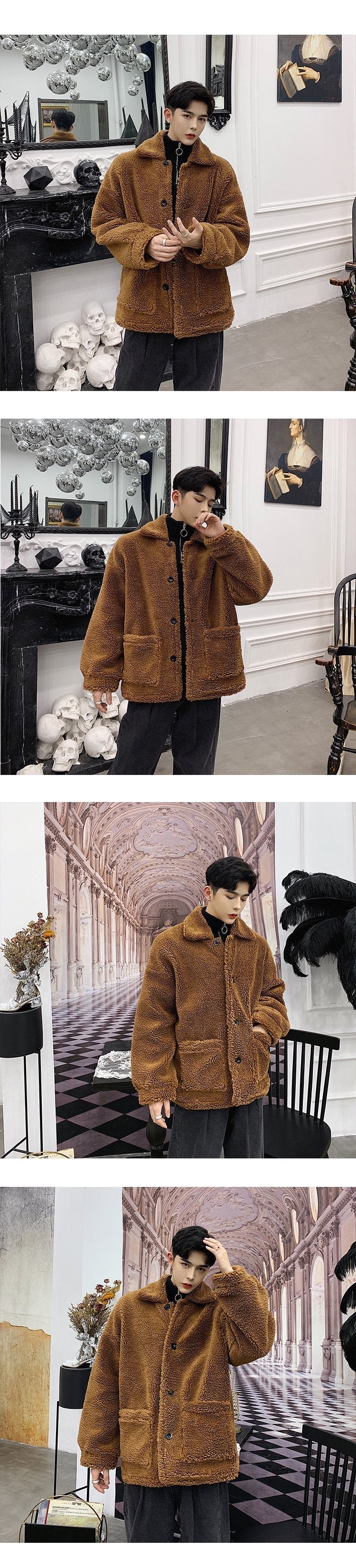 Winter Woollen Coat for Men and Women with Thickened Icelandic Velvet