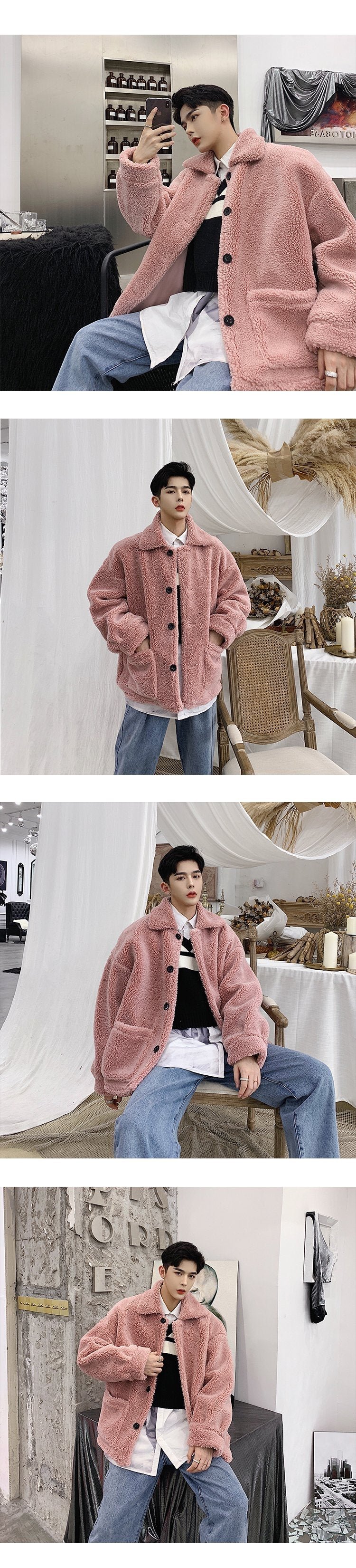 Winter Woollen Coat for Men and Women with Thickened Icelandic Velvet