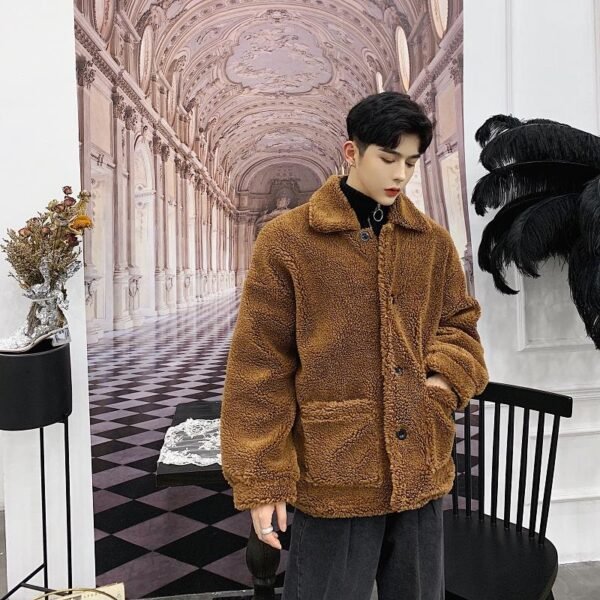 Winter Woollen Coat for Men and Women with Thickened Icelandic Velvet