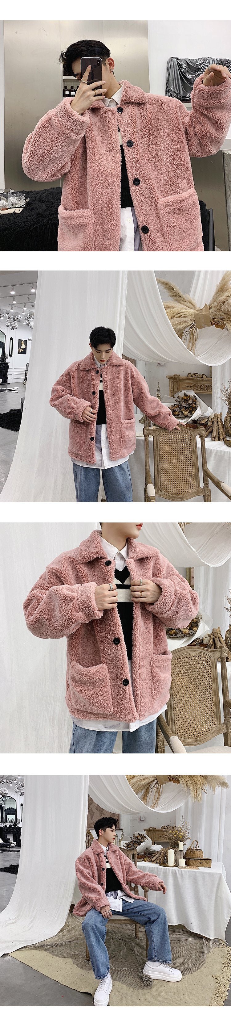 Winter Woollen Coat for Men and Women with Thickened Icelandic Velvet
