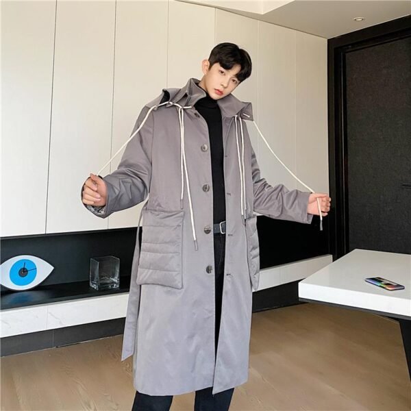 K18-P195 Personalized Design Multi-layer Foldable Cap Long Coat