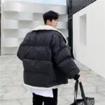 P155 Men's Korean Style Big Lapel Design Loose Bread Jacket Men