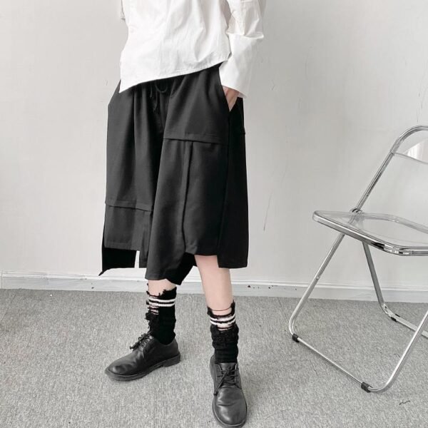 K1905 P65 Dark Asymmetric Japanese Loose Shorts