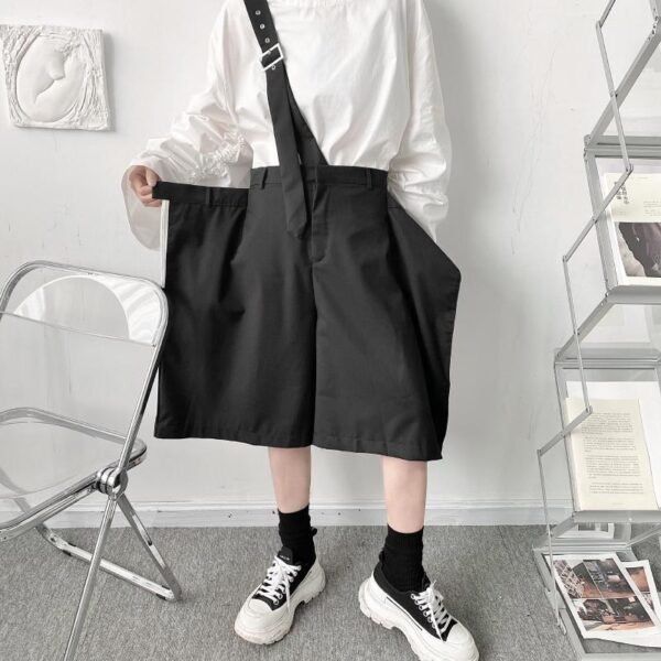 K1897 P65 Irregular Deconstruction Suspender Shorts