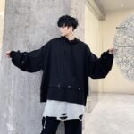 Yamamoto dark autumn rivet decorating bat sleeve cap hooded jeans men's head coat