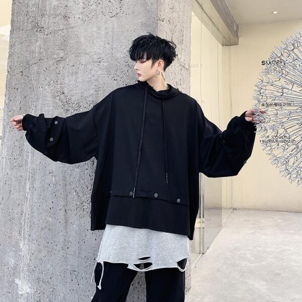 Yamamoto dark autumn rivet decorating bat sleeve cap hooded jeans men's head coat