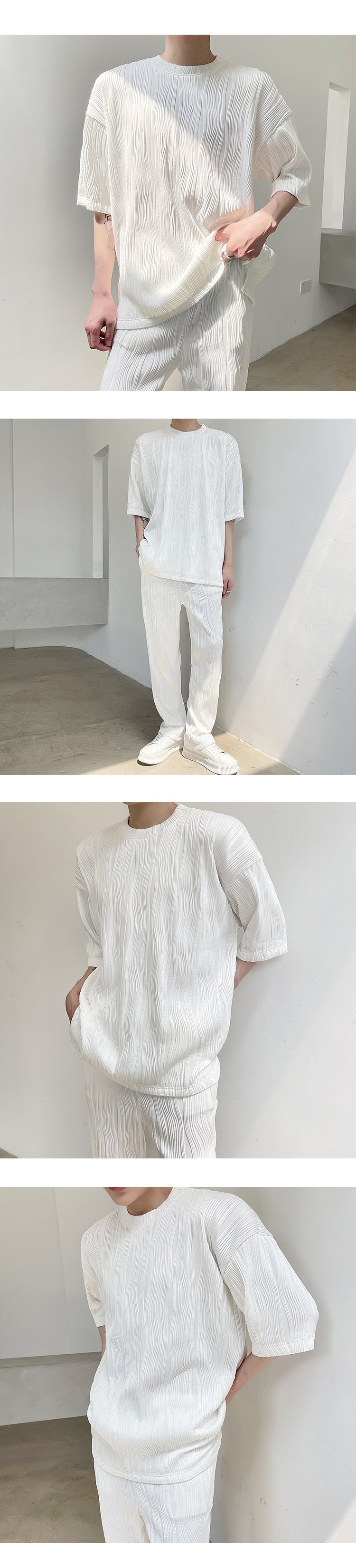 2391-P75 Pleated Embossed Texture Cold Wind Suit