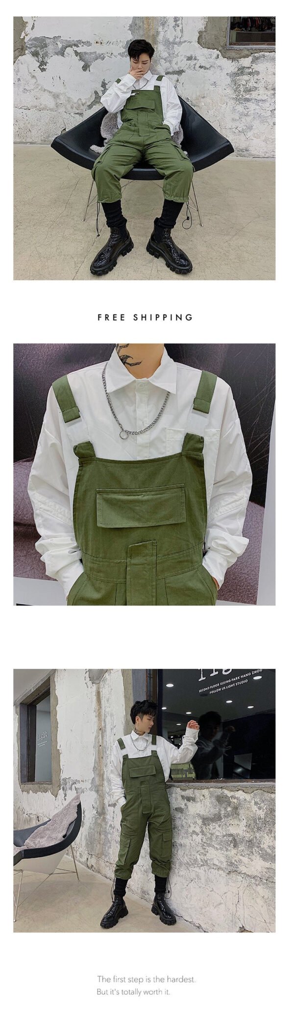 Mens Fashion Carhartt Overalls Black Cargo Dungarees