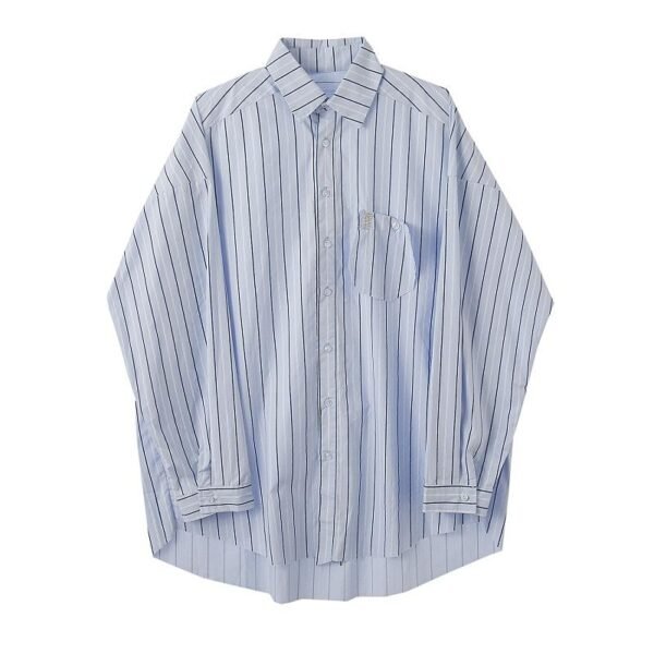 A261 Aww Original Raw Edge Design Loose Retro Stripe Casual Fashionable Shirt