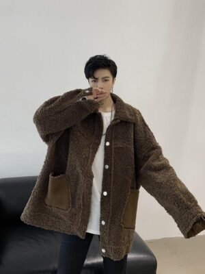 KK1252P155 Winter Fur Jacket Thickened Men's Loose Cotton Jacket