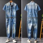 Hole-in-the-washer Outfit Jumpsuit Tightwear Couple's Small Footpants