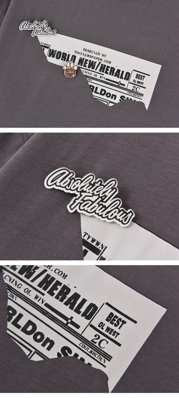 CT105-P65 Pin Printed Casual Loose T-shirt