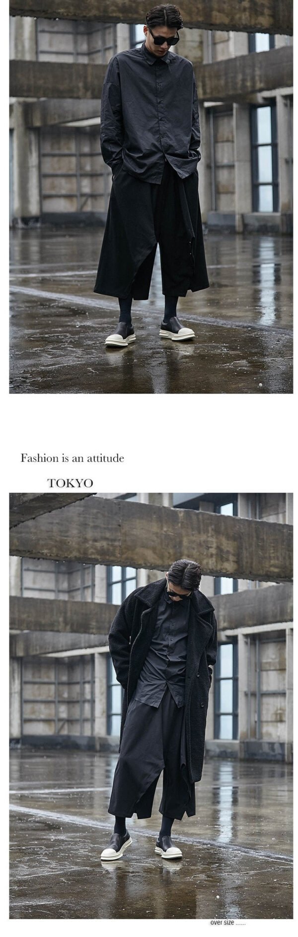 Yamamoto Style Japanese Four Season Loose Wide Leg Men's Cropped Casual Pants