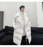 KK1572/P190 Winter Solid Color Dark Button Large Lapel Long Cotton Jacket