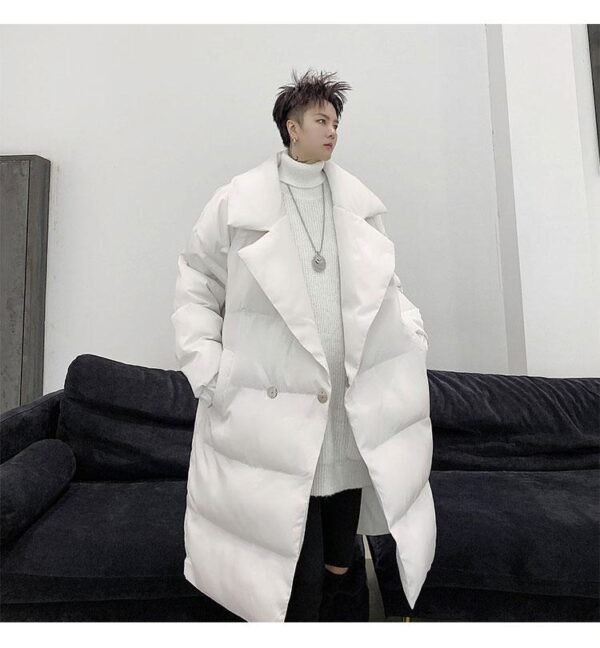 KK1572/P190 Winter Solid Color Dark Button Large Lapel Long Cotton Jacket