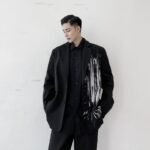 P115 Dark Pioneer Graffiti Print Personality Baggy Suit Jacket