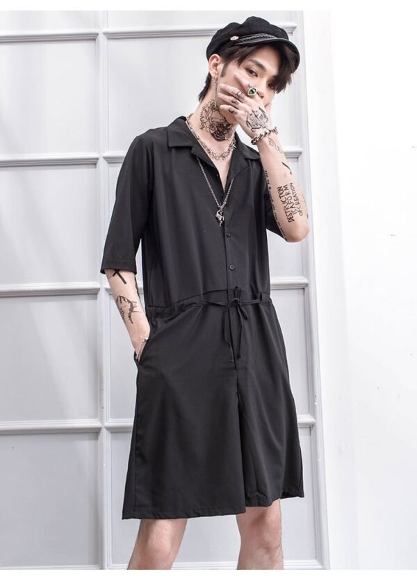 Japanese Retro-fitting Pants Suit Summer Men's Loose Short Sleeved Clothes Korean Version of The Integrated Suit Shorts