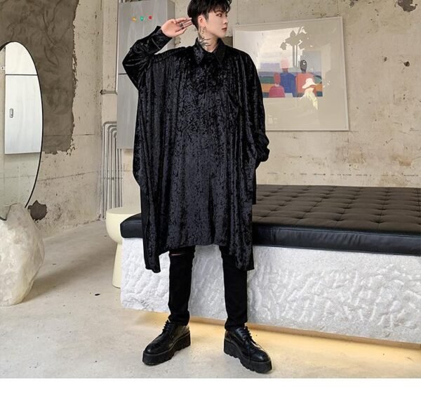 Irregular Wide Version Long Sleeve Shirt Fashion Men's Long Shirt