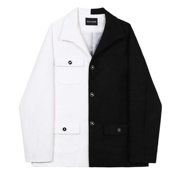 P135 Thick Color Matching Suit Jacket Men