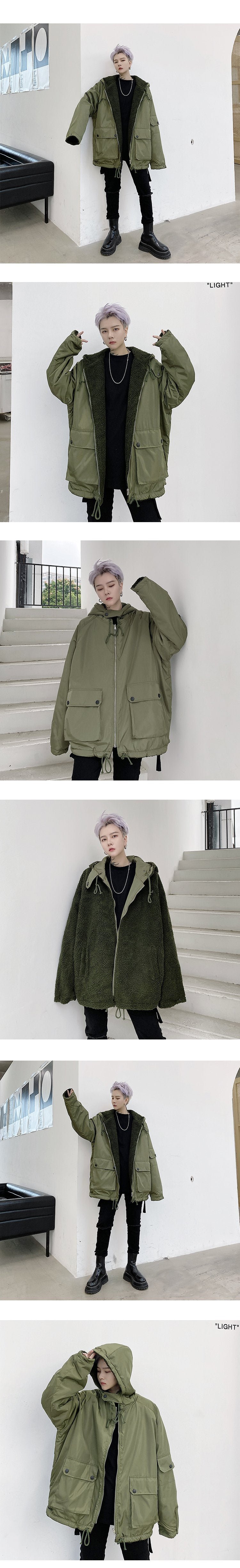 P130 Wear Thick Cotton Loose Jacket on Both Sides