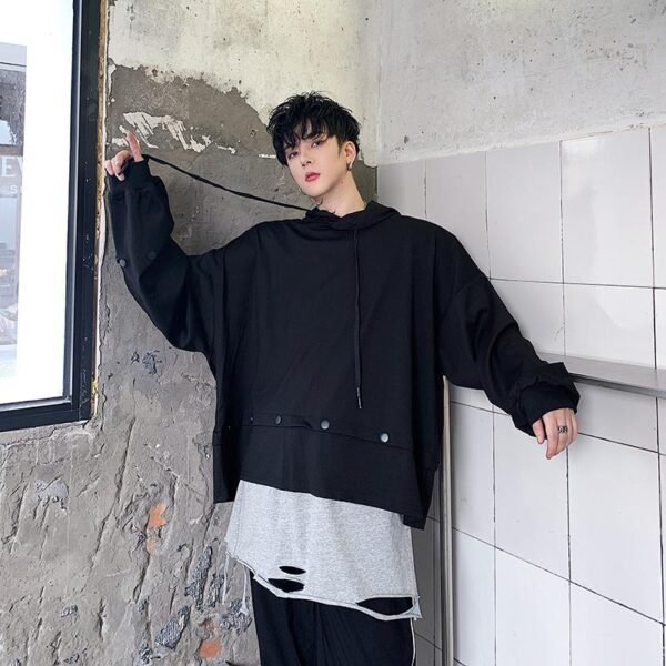 Yamamoto dark autumn rivet decorating bat sleeve cap hooded jeans men's head coat