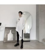Spring Yamamoto Dark Irregular Hem Side Slit Men's Long Sleeve T-shirt