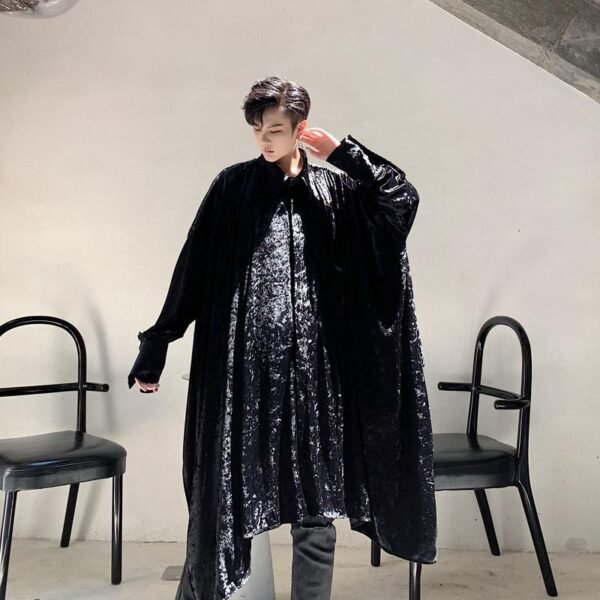 Irregular Wide Version Long Sleeve Shirt Fashion Men's Long Shirt