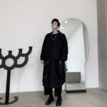 KK1284 Collar Dark Upper and Lower Fabric Large Pocket Men's Long Windshield Jacket