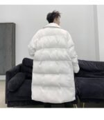 KK1572/P190 Winter Solid Color Dark Button Large Lapel Long Cotton Jacket