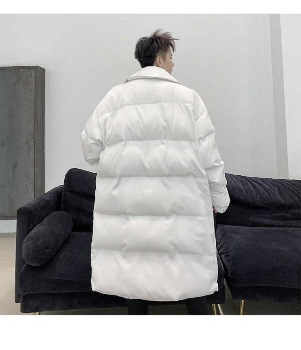 KK1572/P190 Winter Solid Color Dark Button Large Lapel Long Cotton Jacket