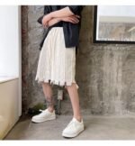 Kk1611 / P90 solid color patchwork design hair beard denim shorts