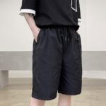 H1202 P75 Dark Black Ins Casual Beach Pants