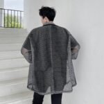 KK1662/P115 Mesh Hollow Edging Solid Color Loose Sunscreen Windbreaker Jacket