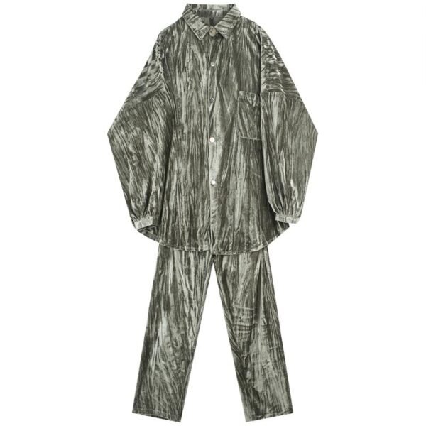 Street Fashion Velvet Suit Green Velvet Pant Suit Mens