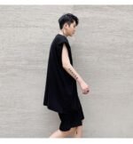 KK1612/P110 Pure Color Shoulder Pad Vest Shorts Set