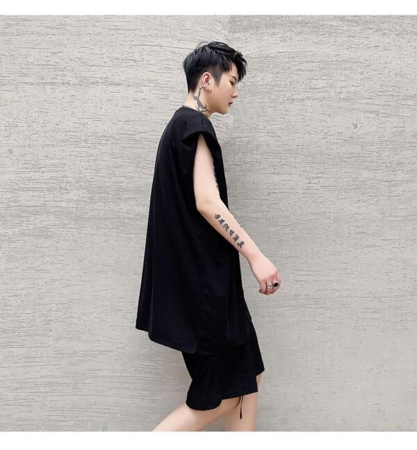 KK1612/P110 Pure Color Shoulder Pad Vest Shorts Set