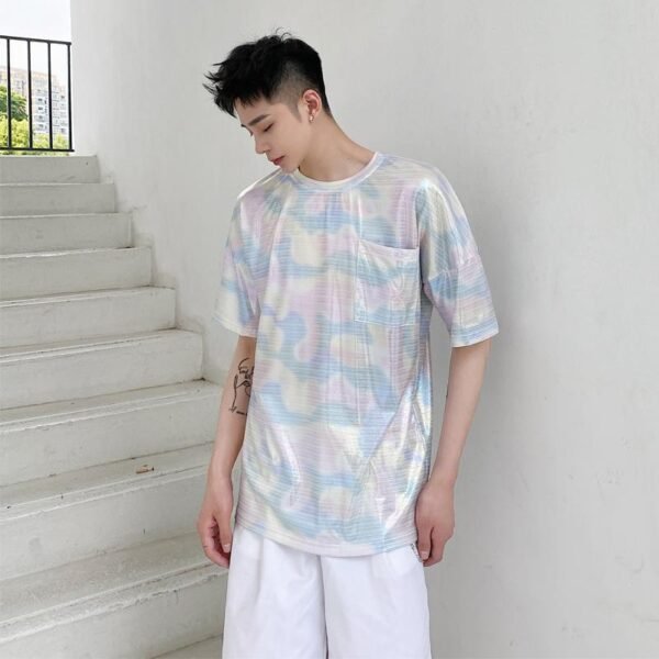 Summer Thin Shiny Colorful Falling Loose T-shirt