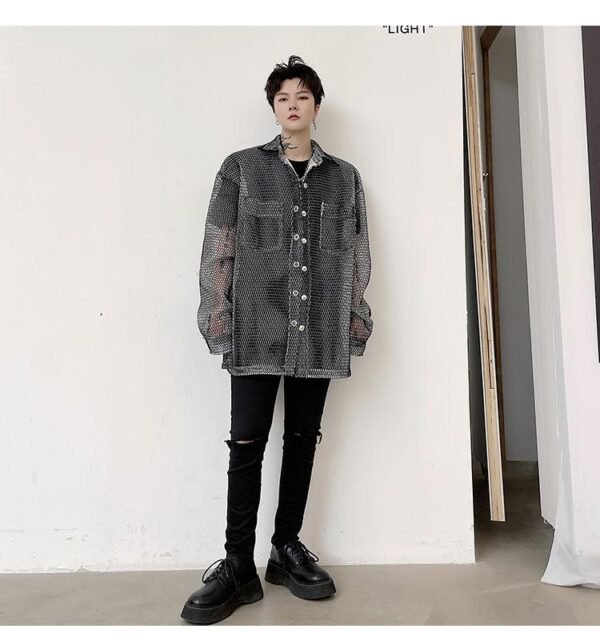 KK1662/P115 Mesh Hollow Edging Solid Color Loose Sunscreen Windbreaker Jacket