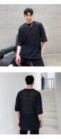 A345-1800-P50 Round Neck Casual T-shirt Hollowed Out Pure Cotton Short Sleeves