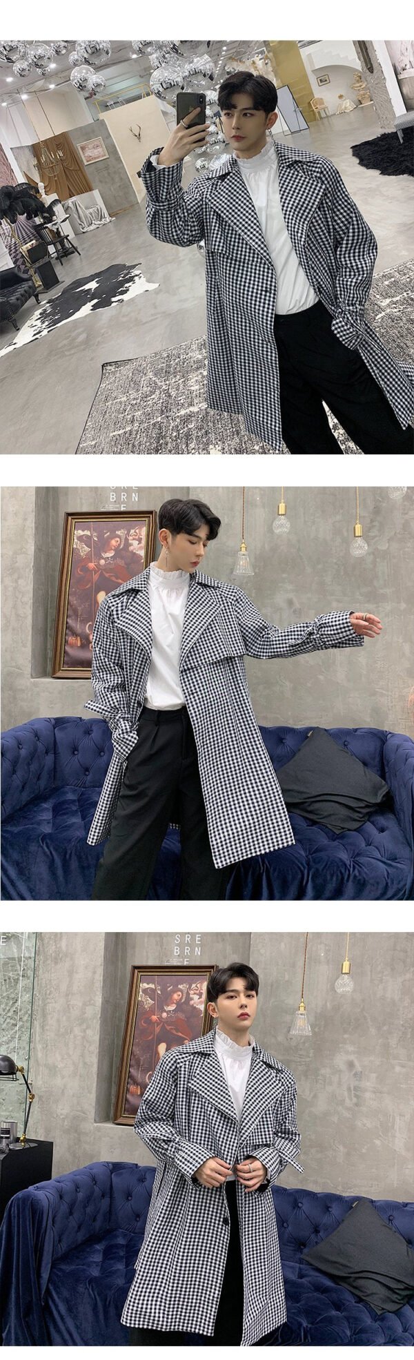 P135 New Plover Loose Long Windbreaker Jacket