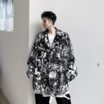 D563 Dark Cartoon Pop Print Denim Jacket