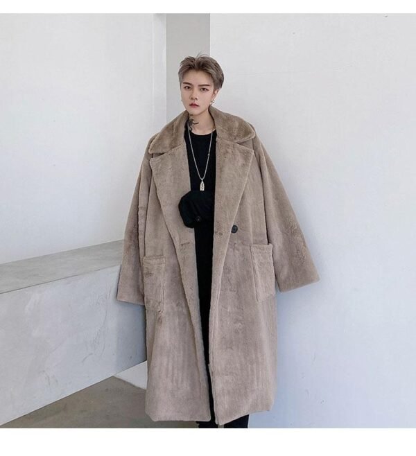 KK1558 solid color metal pendant men's rabbit fur thick coat jacket