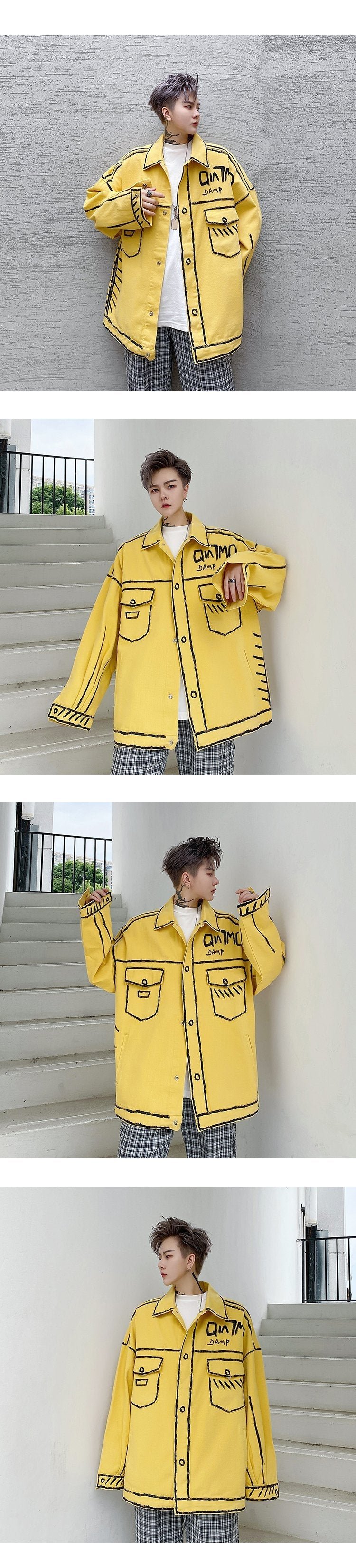 Man Fall Jacket Casual Jean Jacket Black Denim Jacket