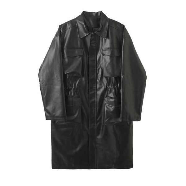 3801 Winter All-match Temperament Long Leather Trench Coat