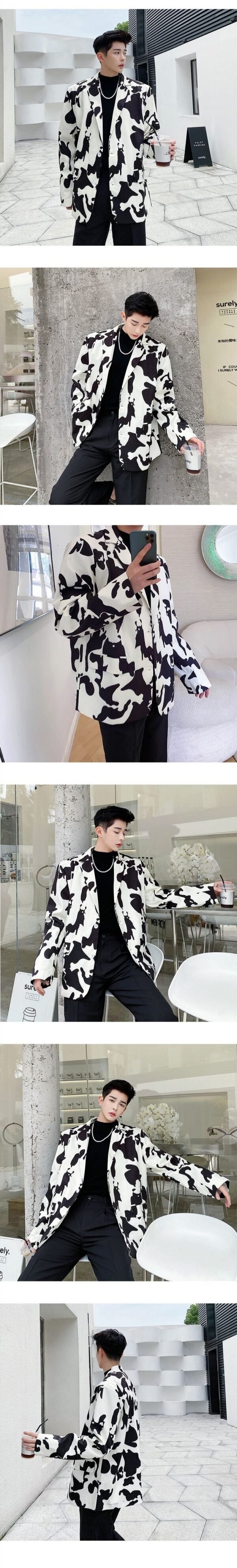 Cow Print Jacket Long Sleeve Cow Coat Men's Blazer