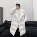 KK1572/P190 Winter Solid Color Dark Button Large Lapel Long Cotton Jacket