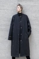 F419 New Men's Long Windbreaker Stand Collar Over The Knee Loose Trendy Casual Jacket